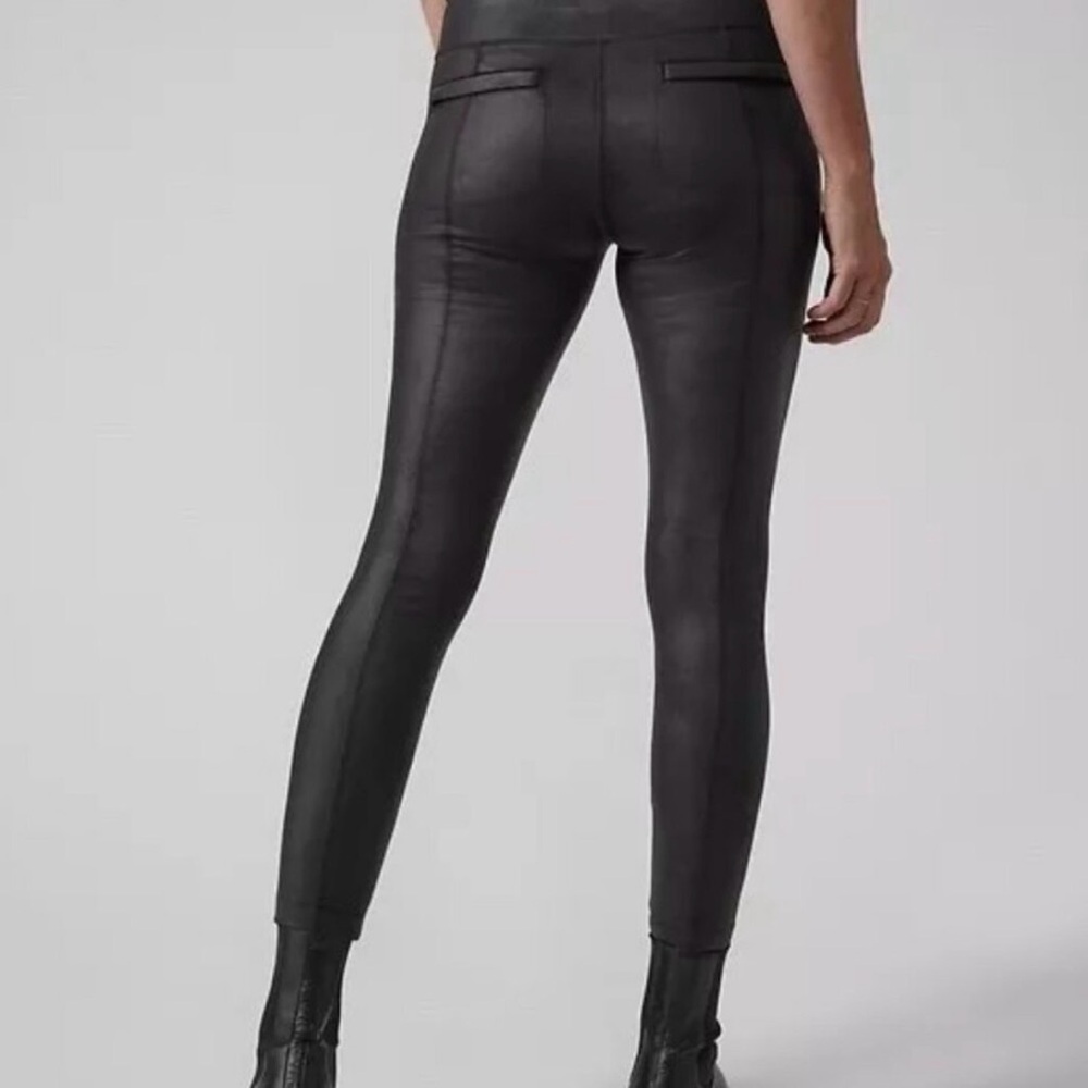 Athleta Delancey Gleam Tight Leggings Black Lustre Size Small Midrise Pockets - Picture 2 of 7